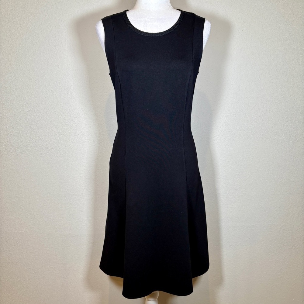 Kobi Halperin Black A-Line Knit Dress with Lace Detail Size 6 - Picture 2 of 5